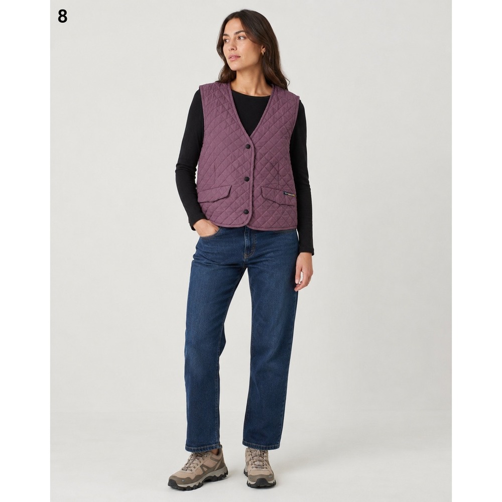 EXOFFICIO Quilted Outdoor Vest Womens Small‎ Purple Snap Front Pockets Gorpcore